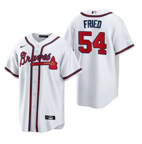 Men's Atlanta Braves #54 Max Fried White Cool Base Stitched Baseball Jersey Men's Atlanta Braves #54 Max Fried White Cool Base Stitched Baseball Jersey